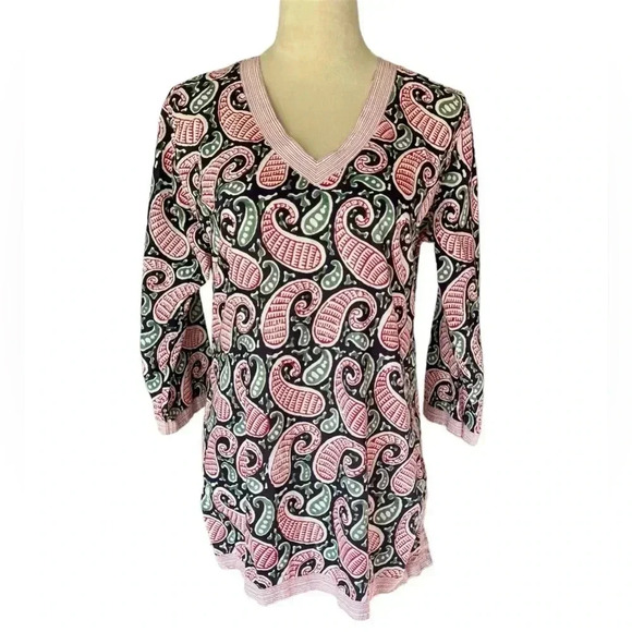 Gretchen Scott Designs 100% Cotton Paisley Tunic Women Top Size S - Picture 1 of 8